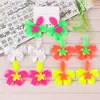 Pendientes Acrílicos Florales Retro Franceses de Alta Gama Pendientes Colgantes de Pétalos de Color Contrastante Nicho Joyería para Orejas para Mujer