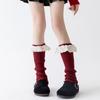 Calcetines para Mujer en Otoño e Invierno Angela Cubrepiernas Rojos Lolita Coreanos de Encaje Año Nuevo Navidad Rojos Estilo Ballet Jk Calcetines para Pantorrilla