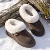 Chinelos de algodão para mulheres, confortáveis de usar, com fleece adicionado e sola espessa, botas de neve para mulheres, botas curtas de inverno versáteis e quentes, sapatos de algodão para mulheres, adequados para uso externo