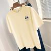 Camiseta de algodón grueso de 260 g para mujer, de manga corta, estilo veraniego, combinable, de nicho, de algodón, de media manga.