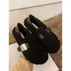 Primer Encuentro Temporada Negro Retro Peludo Zapatos Birkenstock para Mujer Perezosos Slip-on Planos Zapatos Individuales Zapatos de Algodón con Terciopelo