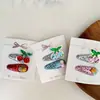 Par de Prendedores de Cabelo Infantis Cereja com Lantejoulas e Gotas d'Água Clip BB Pinça Lateral Pinça para Franja