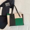 Bolsa Grande Feminina 2024 Nova Moda Estilo Coreano Grande Capacidade Simples Ombro Único Costura Contraste de Cores Bolsa Tote Bolsa de Mão