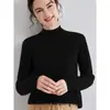 Nueva Colección Otoño/Invierno 2026: Suéter de Punto Fino para Mujer con Cuello Alto Medio, Imitación Cachemir - Capa Base de Jersey