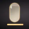 Espejo de baño inteligente ovalado para pared salón de belleza con luz pantalla táctil LED inducción antivaho espejo de tocador HD