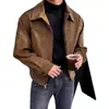 Casaco de Camurça Masculino Outono e Inverno Marrom Café Maillard Wear Estilo Americano Retrô Versátil Jaqueta Curta com Lapela Casaco