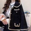 Otoño e Invierno Nuevo Tejido de Terciopelo Imitación de Visón Ropa Exterior para Mujer Cuello Cuadrado Elegante Dama Traje de Aroma Pequeño Conjunto de Dos Piezas Falda