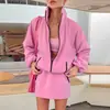 Otoño/Invierno 2026 Nuevo Estilo Transfronterizo Europeo y Americano Forro Polar Cuello Alto Cremallera Chaqueta Falda Corta Conjunto de Dos Piezas Conjunto Deportivo Casual