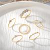 Set Sencillo y de Moda de 6 Piezas de Lujo Ligero de Alta Gama Metal Microincrustación Circonita Brillante Anillo Abierto Ajustable para Mujer
