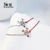 Pulsera de Plata Esterlina s925 Cuerda Roja Astas para Mujer Simple Estudiante Mori BFF Pareja Un Ciervo Tiene Tu Regalo de Navidad