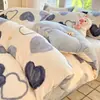 Conjunto de Roupa de Cama Espesso de Lã de Leite de Inverno 2026 Novo Plush Dupla Face Lençol de Fleece Coral Capa de Edredom Conjunto de Três Peças