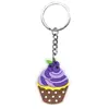 Chaveiro de Borracha Macia Pvc Formato de Bolo de Sobremesa Desenho Animado Pingente para Mochila de Estudante Corrente de Chaveiro Acessórios Venda por Atacado