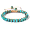 Pulsera tejida de piedra natural retro, estilo bohemio, pulsera de cuentas coloridas para hombres y mujeres, joyería de lujo ligero, tejida