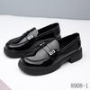 8908 Mocasines Casuales de Suela Gruesa 2025 Estilo Nuevo de Primavera y Otoño Runyue Versátiles de Punta Redonda Británicos de Tacón Grueso Suela Blanda Zapatos Pequeños de Cuero