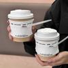 Internet vermelho criativo gravata conjunto de copo café copo descartável leite chá copo de papel com tampa cafeteria guardanapo quadrado comercial