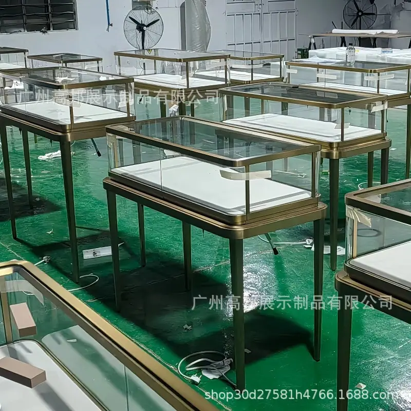 珠宝展柜玻璃柜黄金柜台中岛展示珠宝玻璃展示柜文物金银展柜定制