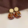 Brincos Pendentes Redondos com Estampa de Leopardo em Acrílico Estilo Retro Maillard Leve Luxo Sensação de Alto Padrão Joia para Orelha para Mulheres