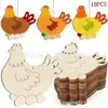 Talla de Madera Sin Colorear Forma de Gallina Poniendo Huevo Virutas de Madera Manualidades DIY con Virutas de Madera Pintadas y Coloreadas para