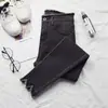 Jeans Skinny Feminino Primavera e Outono 2026 Novo Cintura Alta Slim-Fit Skinny Calça Lápis Atacado
