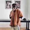 Camisa Retro Estilo Étnico para Hombre, Manga Corta, Gama Alta, Top Fresco y Elegante, Delgada de Verano, Corte Holgado, Camisa de Manga Corta de Marca de Moda