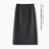 Saia de Outono Personalizada Feminina Cintura Alta Emagrecedora Comprimento Médio Versátil Evasê Outono/Inverno Trabalho