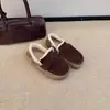 Zapatos Peludos para Mujer 2026 Invierno Nuevo Estilo Retro Ropa para Exteriores Felpa Adentro Mocasines Zapatos Canguro Zapatos Birkenstock Versátiles Zapatos de Algodón