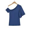 Camiseta Amarela Spice Girls Manga Curta Feminina Verão Puro Querer Irregular Ajuste Slim Emagrecimento Design Senso Casual Cor Sólida Top
