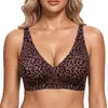 TK Amazon Produtos de Destaque Transfronteiriço Plus Size Lingerie Feminina Estampa de Leopardo Sutiã de Gel Suporte Macio Para Seios Grandes Sem Costura Respirável