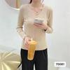 Suéter transfronterizo de cuello en V de color sólido suéter camiseta interior 2024 Nuevo top simple de temperamento adelgazante