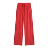 Pantalones Casuales Rectos Americanos para Mujer, Nuevo Estilo Otoño, Pantalones Anchos Holgados, Color Sólido, Estilo Perezoso, Pantalones Largos Deportivos con Cordón