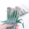 Diário de maquiagem vermelho 8 peças conjunto de pincéis de maquiagem sombra de olhos pó solto blush sobrancelha pincel reparação base pincel de lábios conjunto completo de pincéis