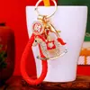 Chaveiro de Carro Estilo Chinês Pingente de Bolsa Feminina Metal Anel de Chave Atrai-Fortuna Zodíaco Pônei Acessório de Carro