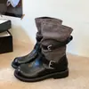 Botas de montaria Melard retrô de cano médio 2026 novas botas western outono fivela de cinto emagrecedoras Botas Martin botas curtas para mulheres