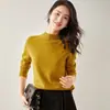 Suéter de Cachemira para Mujer Línea Lista Manga Larga Cuello Alto Ajustado Moda Versátil Agradable al Tacto Suéter Cálido