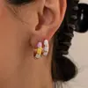 Pendientes de Gota de Aceite Coloridos Personalizados de Moda Europeos y Americanos Pendientes Geométricos Pendientes de Forma de C Modernos y Versátiles