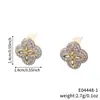 Moxi Otoño Transfronterizo Nuevo Diamante Completo Trébol de Cuatro Hojas Colgante Personalizado Pendientes Regalo de San Valentín Cumpleaños Pendientes