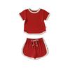 Conjunto de Camiseta de Manga Curta Lisa e Shorts para Meninos e Meninas, Conjunto de Algodão Confortável para Casa Infantil, Primavera e Verão 2026