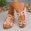 Sandálias de salto plataforma slip-on EPE ultraleves para mulheres, com borda metálica, de comércio exterior, com sola grossa, tamanho grande, vazadas