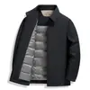 Chaqueta de plumón para hombre 2026 Otoño/Invierno Versión con cuello ejecutivo y cremallera para uso de negocios y casual en mediana edad, Abrigo cálido para ir al trabajo
