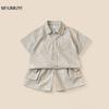 Conjunto Social Estilo Coreano para Meninos e Meninas 2026 Verão Novo Tendência Estilo Ins Camisa de Manga Curta com Lapela e Shorts Conjunto Casual de Duas Peças