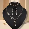 Set de Joyería de Collar, Aretes y Pulsera Transfronterizo con Colgante en Forma de Y de Gota de Agua Decoración para Vestido de Banquete de Novia Gama Alta