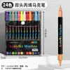 Marcadores Acrílicos de 24 Cores 48 Cores Ponta Dupla Marcadores de Grafite Canetas de Aquarela Ponta Macia Venda Direta no Atacado Tipo Líquido Caixa Pequena Preta
