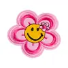 Bordado por Computadora Parche de Bordado Rosa Dibujo Animado Lindo Sonriente Flor Animal Insignia Parche para Planchar Venta al por Mayor