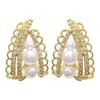 Pendientes de Perla Incrustados con Diamantes Dorados, Estilo Nuevo, Gama Alta, Románticos Franceses, Lujo Ligero, Elegantes, Pendientes Estilo Palacio