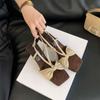 Sandalias de Tacón Alto Abiertas de Dedo con Lazo Suave Estilo Francés de Aspecto Elegante para Mujer con Correas de Verano Huecas en la Espalda y Punta Cuadrada Tacón de Aguja Zapatos de Hada