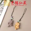 Cadena para Teléfono Gato de Cola Larga Sándalo Amarillo, Colgante Gato Lindo Yiming Xianyuan, Adorno Creativo Llavero de Coche