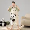 Estilo Nuevo Primavera y Verano Ropa Familiar para Niñas Temporada Algodón Puro Mono Infantil Ropa de Casa para Niños Mono de Manga Corta Cuello Redondo Pijama de Dibujos Animados