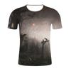 Explosões de Comércio Exterior Camiseta Masculina Moderna Estampa 3D Corpo Inteiro Manga Curta Juvenil Moderna Gola Redonda para Homens e Mulheres