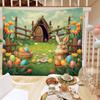 Tapiz de Amazon Decoraciones de Pascua Cubierta para Puerta Principal Tela Colgante de Conejo y Huevo Fondo para Disposición de Fiesta Infantil