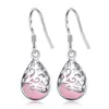 Aretes de plata bañada a la moda para mujer, piedra ojo de gato de luna, aretes de moda para desear amor, aretes al por mayor